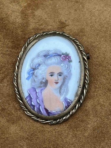 Broche ancienne limoges ovale - broche,