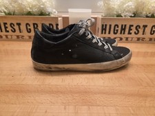 Golden Goose Superstar Low Top Leather Sneaker Black Womens Size 38 (8)