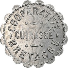 France, Coopérative Cuirassé Bretagne, 1 Franc, TTB+, Aluminium