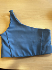 WILO the brand Blue stubbed One Shoulder Ribbed  Shelf Bra Top sz XS NWOT