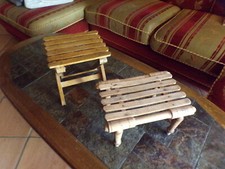 Antique small wooden benches, folding, footrest, decoration, garden