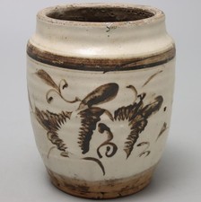 Chinese Song Dynasty Cizhou Kiln Vase 磁州窯 / H 14.5[cm] Pot Jizhou Ming Bowl Yuan