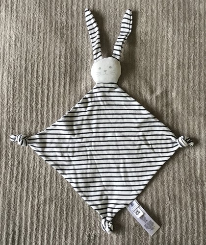 Doudou lapin blanc bleu marine - lapin,
