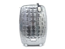 VALISE ALEXANDER MCQUEEN X SAMSONITE ARGENTE LABEL TROLEY FACON CROCO ED LIMITEE
