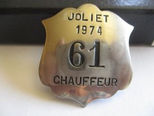 1974 Chauffeur Badge, Joliet, ILL. #61