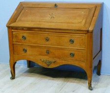 Important slope desk Scriban transition style in cherry marquetry XIX