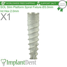 SOL Slim Platform Spiral Dental Fixture Ø3.0mm Titanium Int Hex 2.0mm