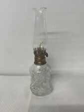 Ancienne petite lampe à huile en verre transparent la mèche fonctionne 1986