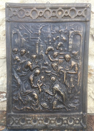 Plaque bas relief - relief, adoration