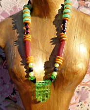 ANTIQUE 1930s Multicolor Ethnic Style Art Deco Necklace