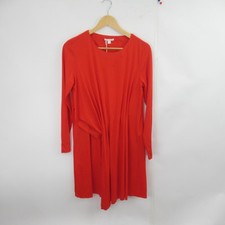 COS Wrap Dress Ladies Small Orange Long Sleeves Stretch Short Gathered Bright