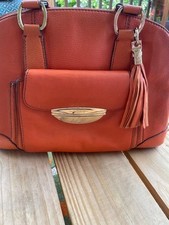 Lancel Adjani Orange Purse Handmade Paris Tassels Zipper Pockets Magnetic Close