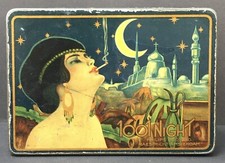 Antique Philips 1001 Night Metal Cigarette Box Oriental Art Deco Decor 
