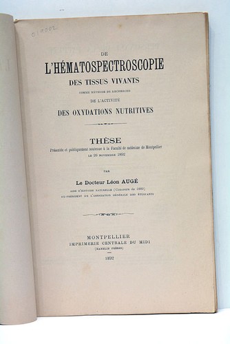 Auge hématospectroscopie - auge, l'hÉmatospectroscopie