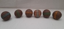 Lot 6 Balle Boule bois jeu de croquet ancien 8 cm
