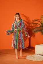 Color Splash Hooded Robe – Multicolor Cotton Bathrobe with Abstract Print