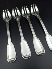 CHRISTOFLE - 4 FOURCHETTES À HUÎTRES EN MÉTAL ARGENTÉ Modèle CHINON / FILET