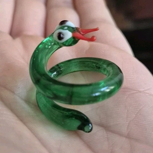 Figurine serpent verre vert - figurine, en