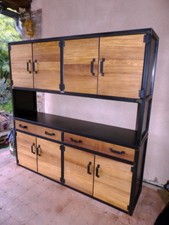 Buffet industriel 2 corps fabrication sur mesure bois mètal 