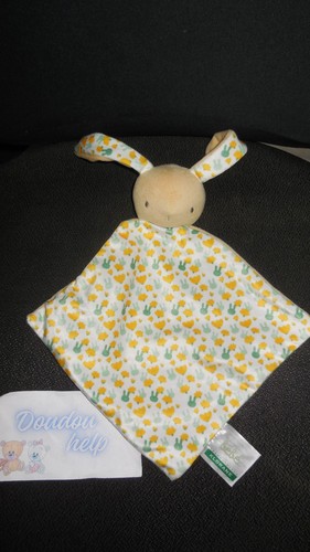 Doudou plat lapin beige - plat, vert