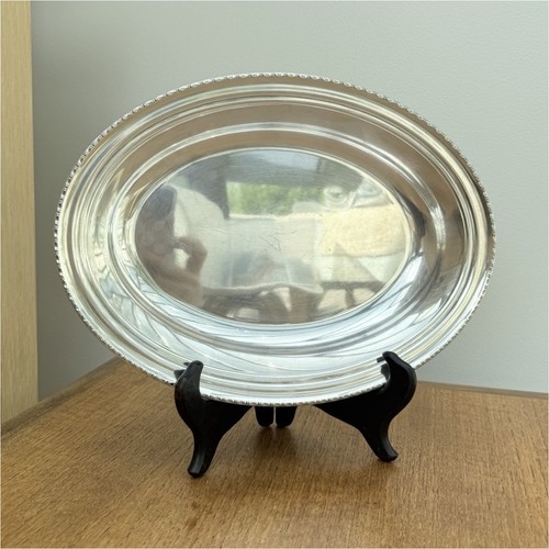 Plat oval métal - oval, argenté
