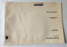 Henri Pousseur MADRIGAL 3 song sheet  partition Universal 1977