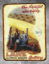Plaque metal vintage Tracteur Lanz Bulldog