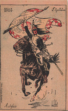 Old postcard ILLUSTRATED MILITARIA CAVALRY RIDING FORMERLY 1804 UNIFORM SOLDIER