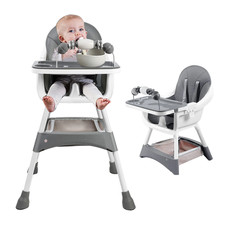 Chaise haute bébé évolutive portable, plateau double, siège repas et jeu avec ra