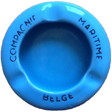 1930s - 1950s COMPAGNIE MARITIME BELGE CRUISE SHIP LINES ASHTRAY, BLUE POTTERY