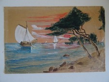 Ancienne Gouache Aquarelle