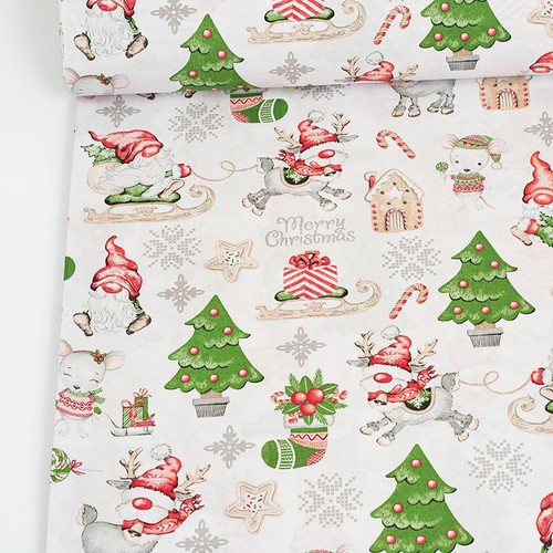 Tissu lutins noël - tissu, de