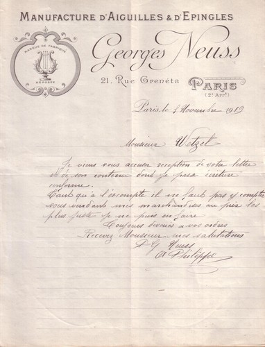 Paris entête lyre lettre - lyre, ,