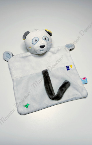 Doudou carré panda - doudou, gris