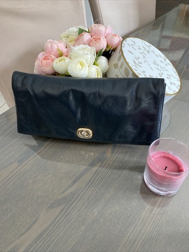 Sac pochette cuir bleu - , marine