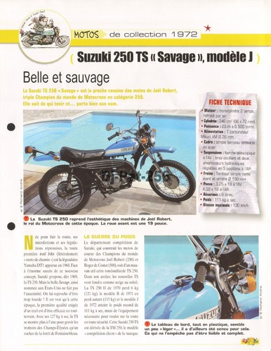 Fiche moto suzuki ts 250 - suzuki,