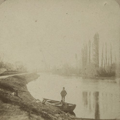 Paysage barque sur - la, seine
