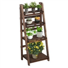 Étagère à Fleurs Pliante en Bois Supports de Pots à 4 Niveaux Plante Escalier