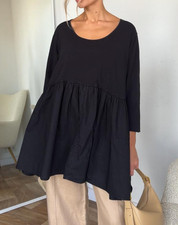 Rundholz Black Cotton Tunic Top XL Oversized Long Sleeve Loose Fit Avant Garde