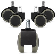 5x roulette pour chaise de bureau - Roue de rechange 11 / 50 mm pour sol dur
