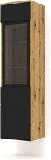 MEUBLE COLONNE VITRINE SALON AURA 37x33x144 CHENE NOIR MAT 