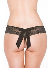 Tanga string noir en dentelle