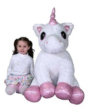 Géant Peluche Licorne 95 Cm Assis Poney Blanc Paillettes Enfants Garçons Adultes