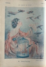 1917 Louis ICART - Benjamin RABIER (chat) - Jane CALS - Revue française FANTASIO