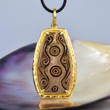 Asmat Papua Tribal Shield Pendant Mother-of-Pearl Gold Vermeil Sterling 16.60g