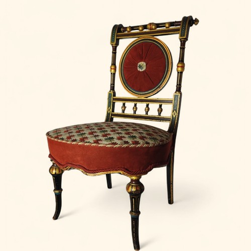 Blackened wood boudoir chair - wood,