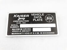 Plaque De Données Pour KAISER JEEP VER 2 #V258-7