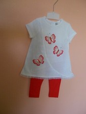 jolie Ensemble Robe + Legging bébé fille 9/12 MOIS neuf