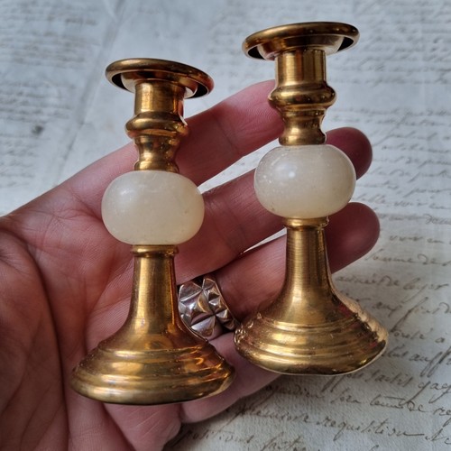 Paire bougeoirs anciens - paire,