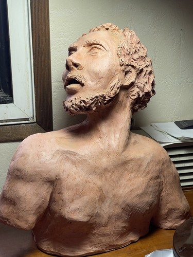 Sculpture terre cuite buste - terre,